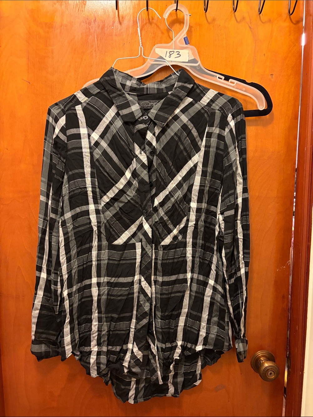 Diane Gilman Black & White Plaid Button-Down Shirt